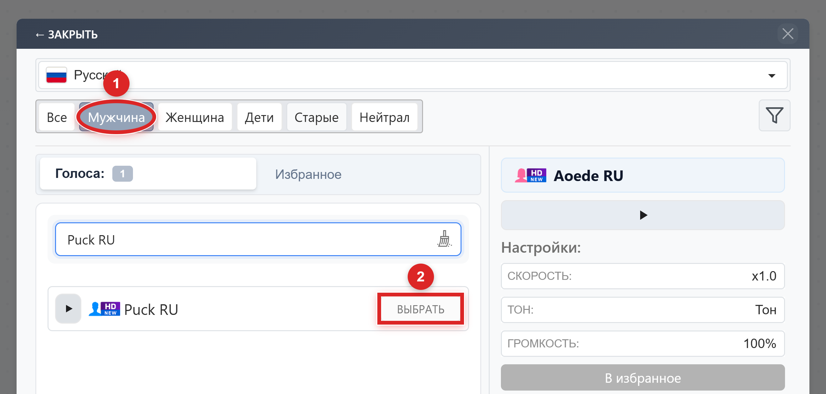 Выбери голос (Puck RU)