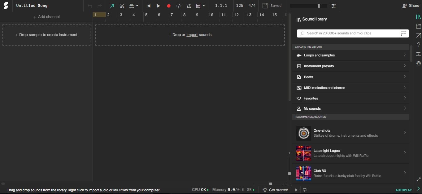 Микширование  в Soundation